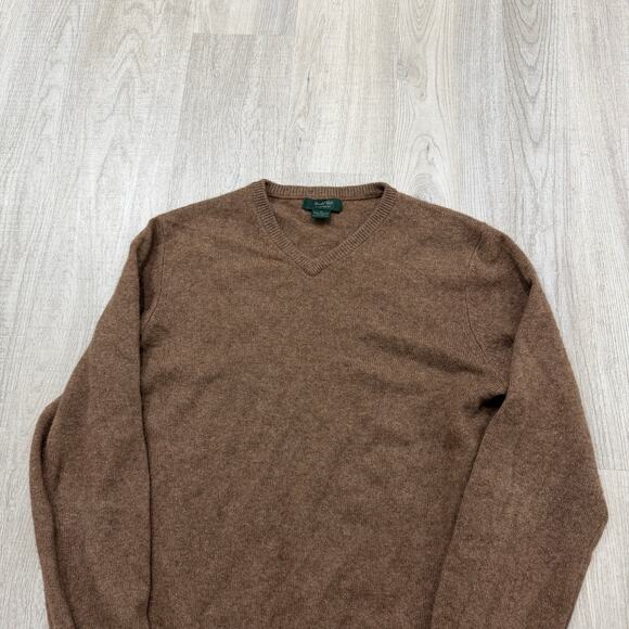 Marshall Fields 100% Cashmere V-Neck Sweater Men’s Medium Brown Preppy Office - Picture 2 of 8